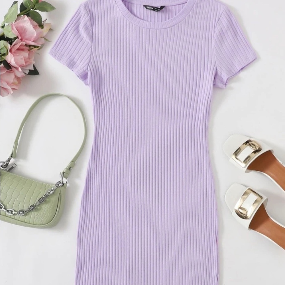 SHEIN Purple Ribbed Bodycon Mini Dress
